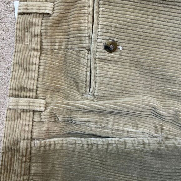Haggar Beige Corduroy Belt Loops Back Pockets VTG Preppy Academia Pants Sz 36X30 - Picture 3 of 12